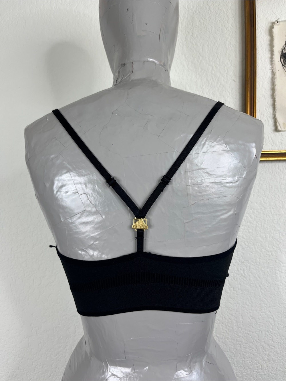 Adidas Gold Logo Hardware RacerBack Y Strap Bandeau Bra Sports Bralette